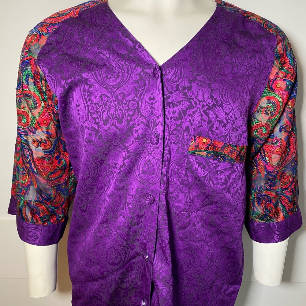Vibrant Purple Paisley Blouse - vintage